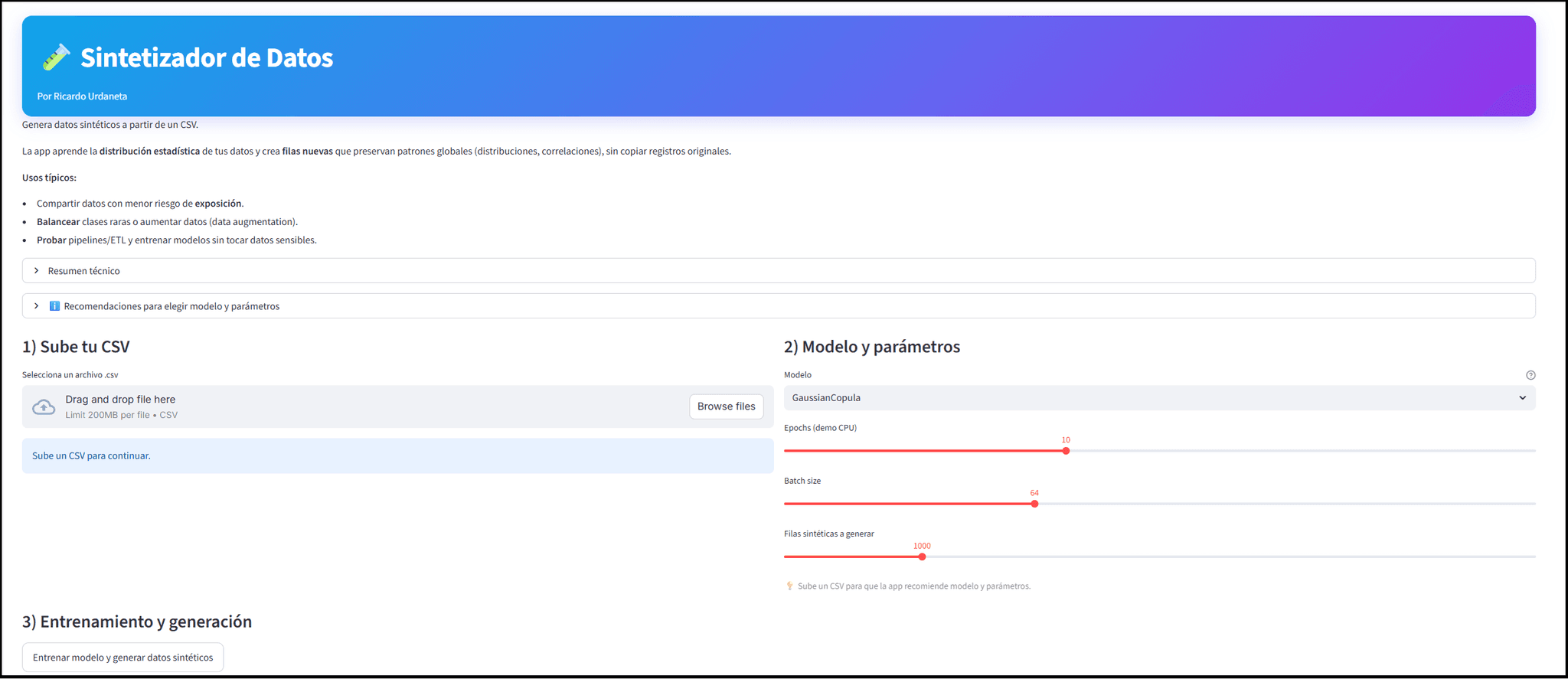 Sintetizador de datos